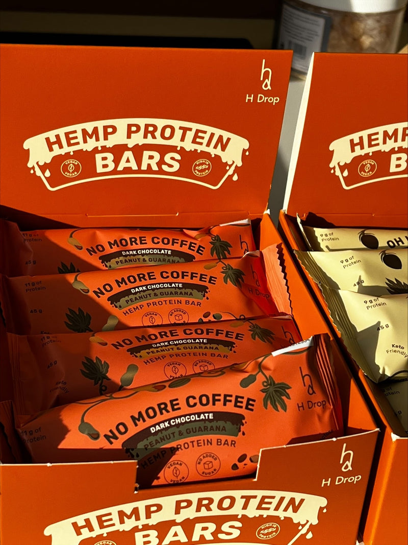 No More Coffee - hemp protein bar with peanuts and guarana in dark chocolate (1 pc.)