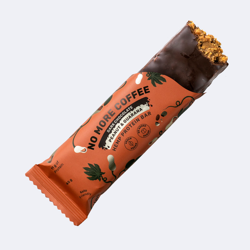 No More Coffee - hemp protein bar with peanuts and guarana in dark chocolate (1 pc.)